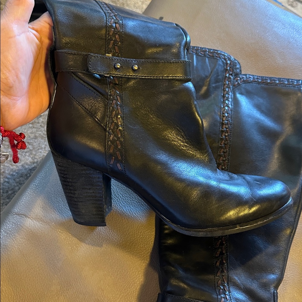 UGG Black Heeled Leather Boots